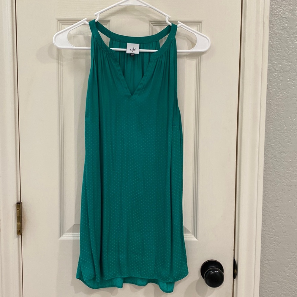 CAbi green sleeveless top.